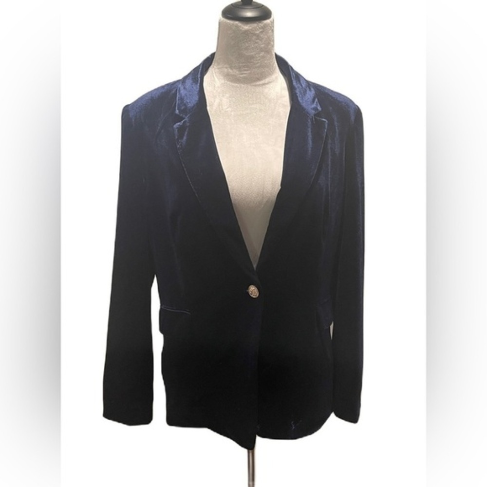 Women Blue Velvet Blazer Medium Size